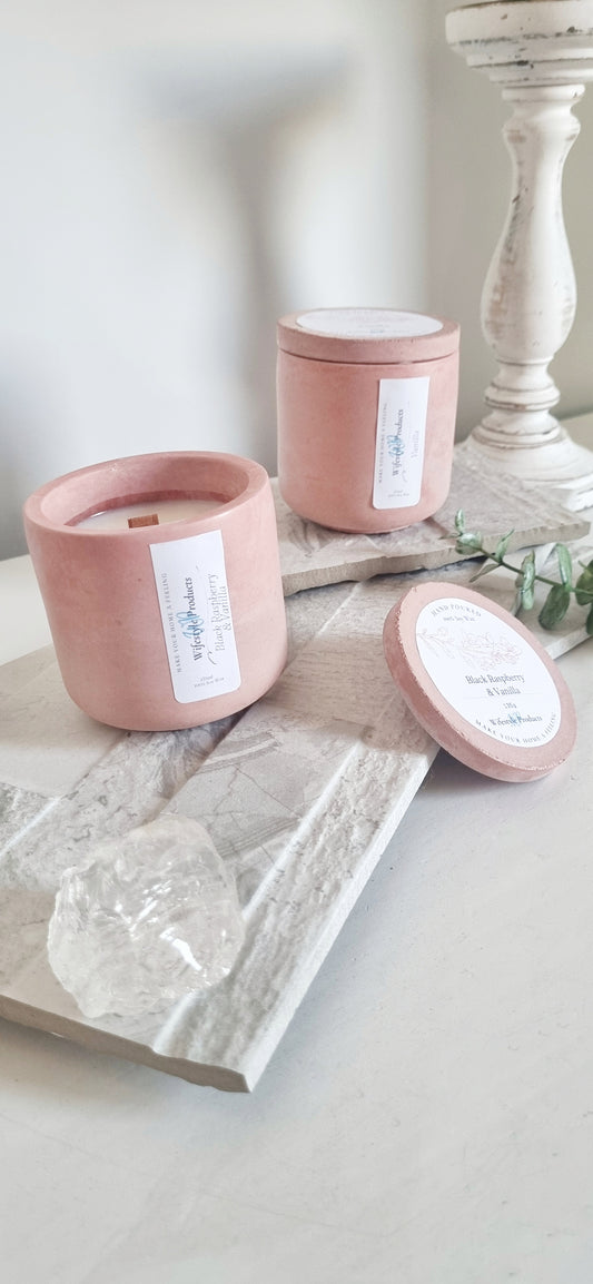 Coral / Mini Concrete Candle with Lid