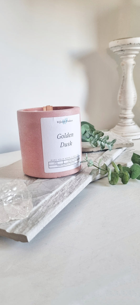 Large Concrete Candle in Coral