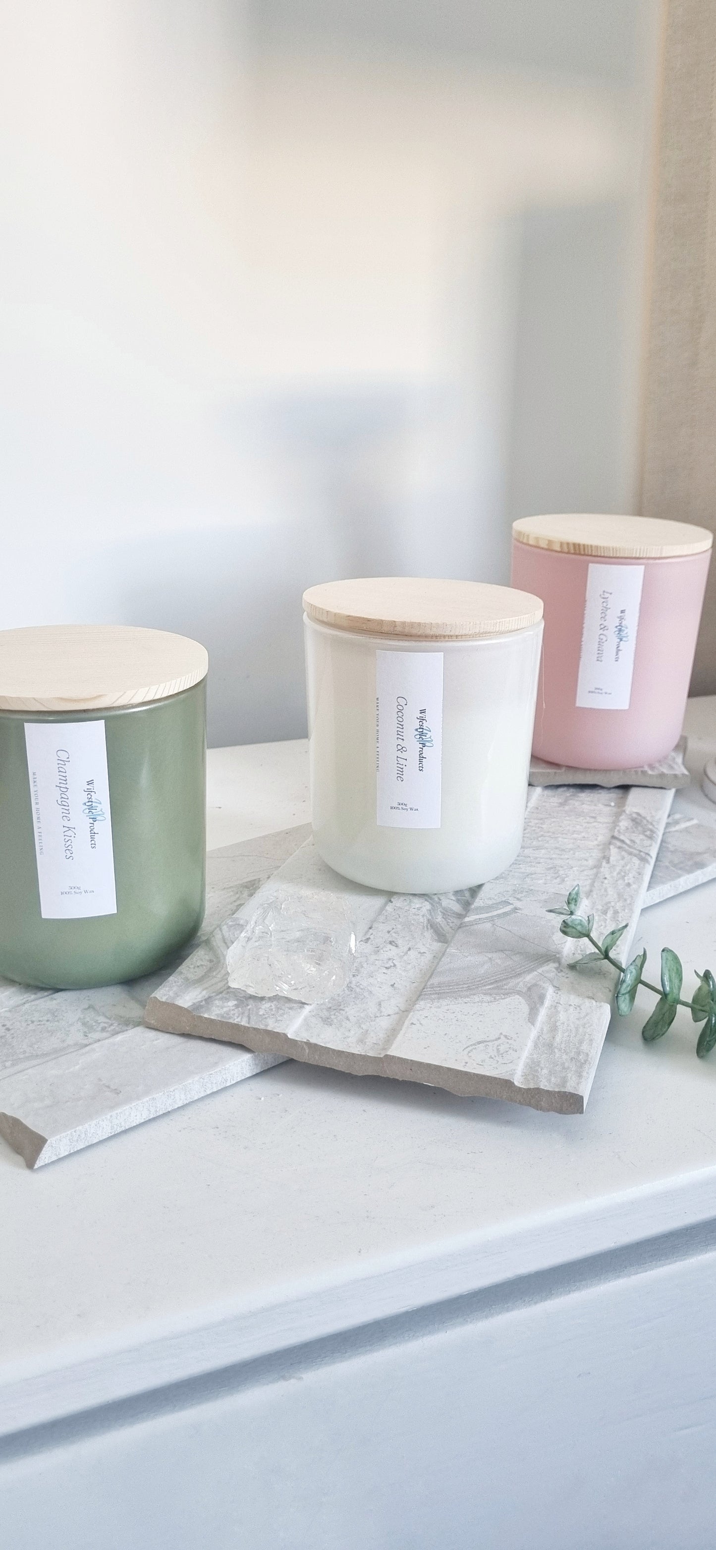 Sage Pearl Glass Candle