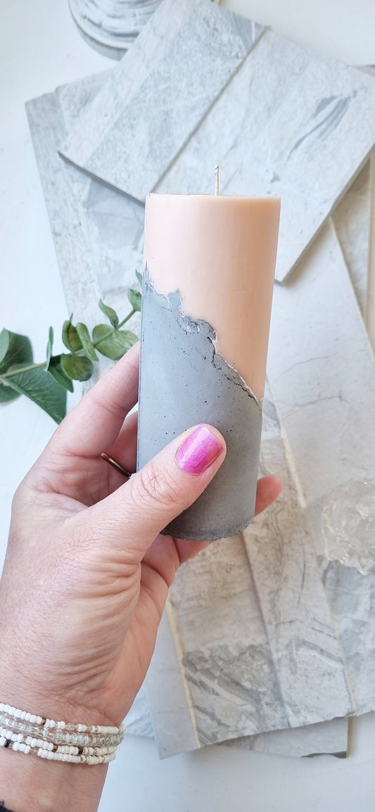 Concrete Pillar Candle | Brown & Charcoal