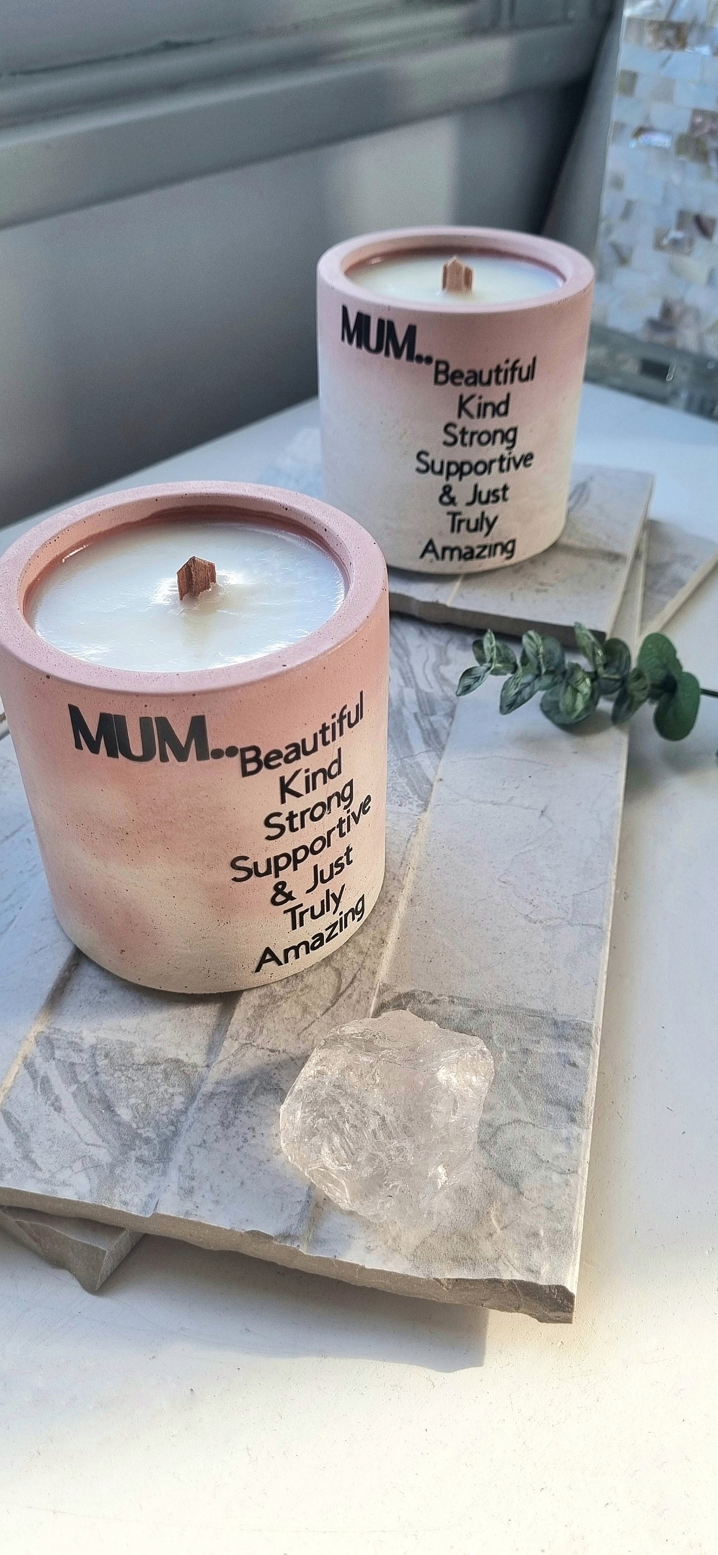 Mum Concrete Candle Pink Marble