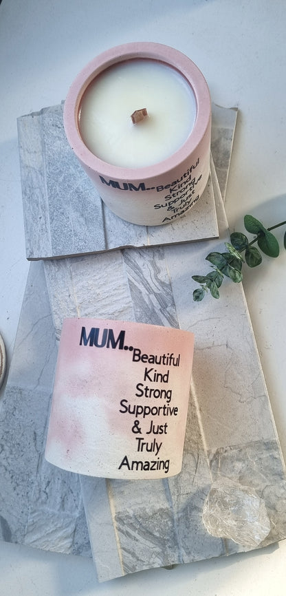 Mum Concrete Candle Pink Marble