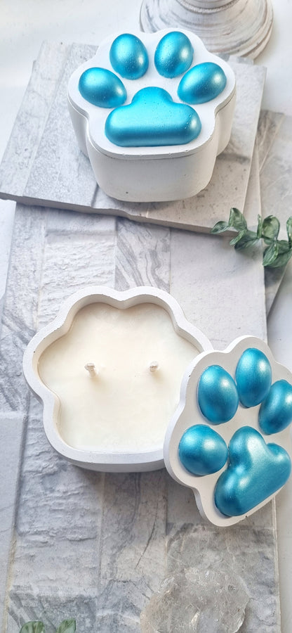 Paw Print Candle | Teal | Concrete Candle