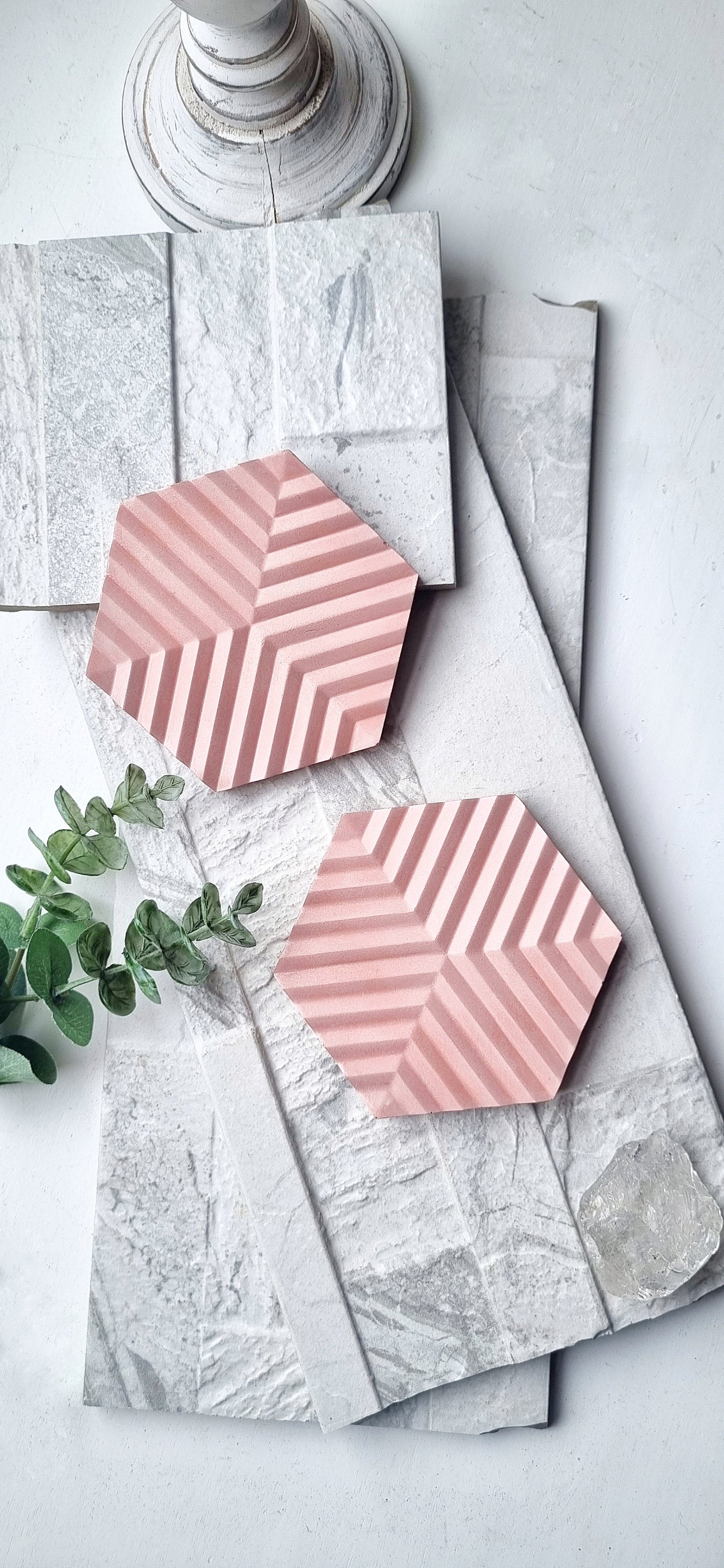 Hexagonal Concrete Coaster Set