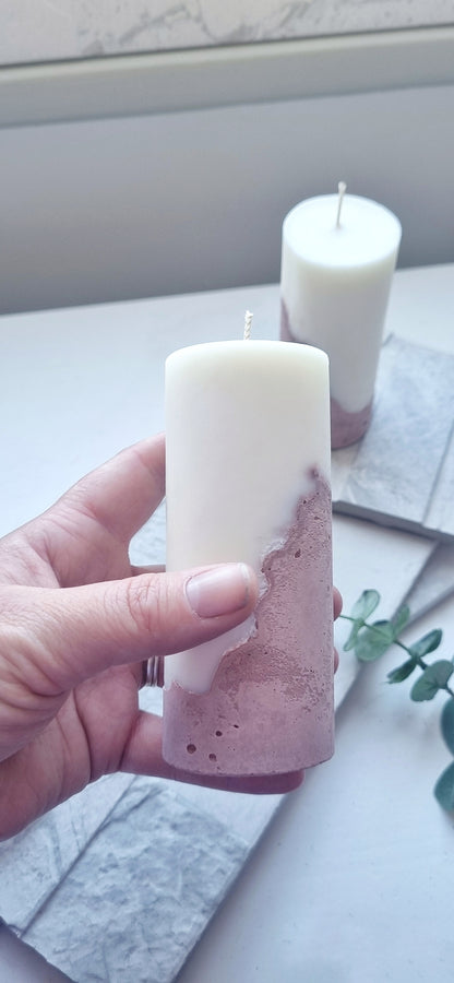 Concrete Pillar Candle | Coral