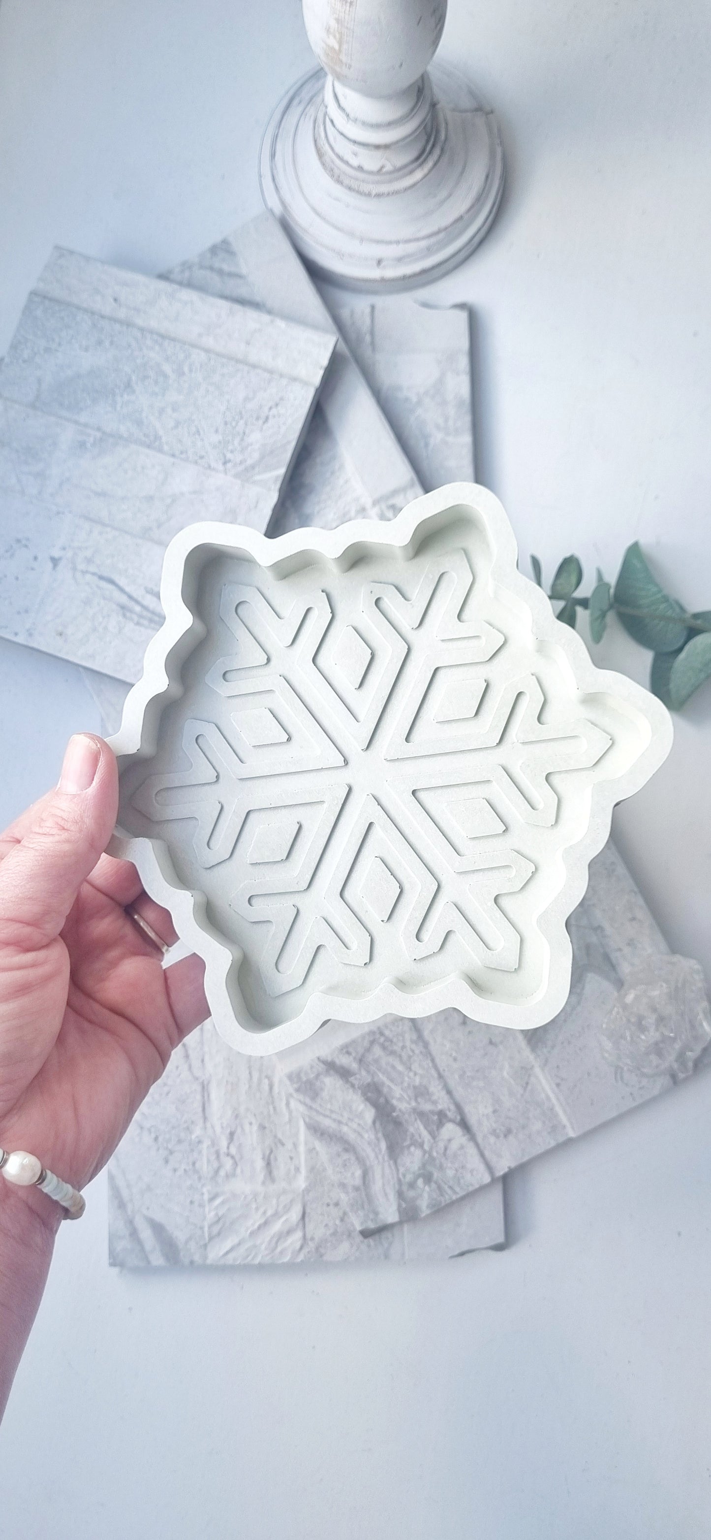 Concrete Snowflake Tray | Decorative Dish