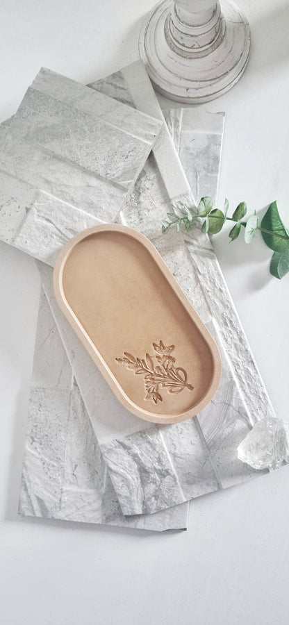Leaf Imprint Oval Concrete tray