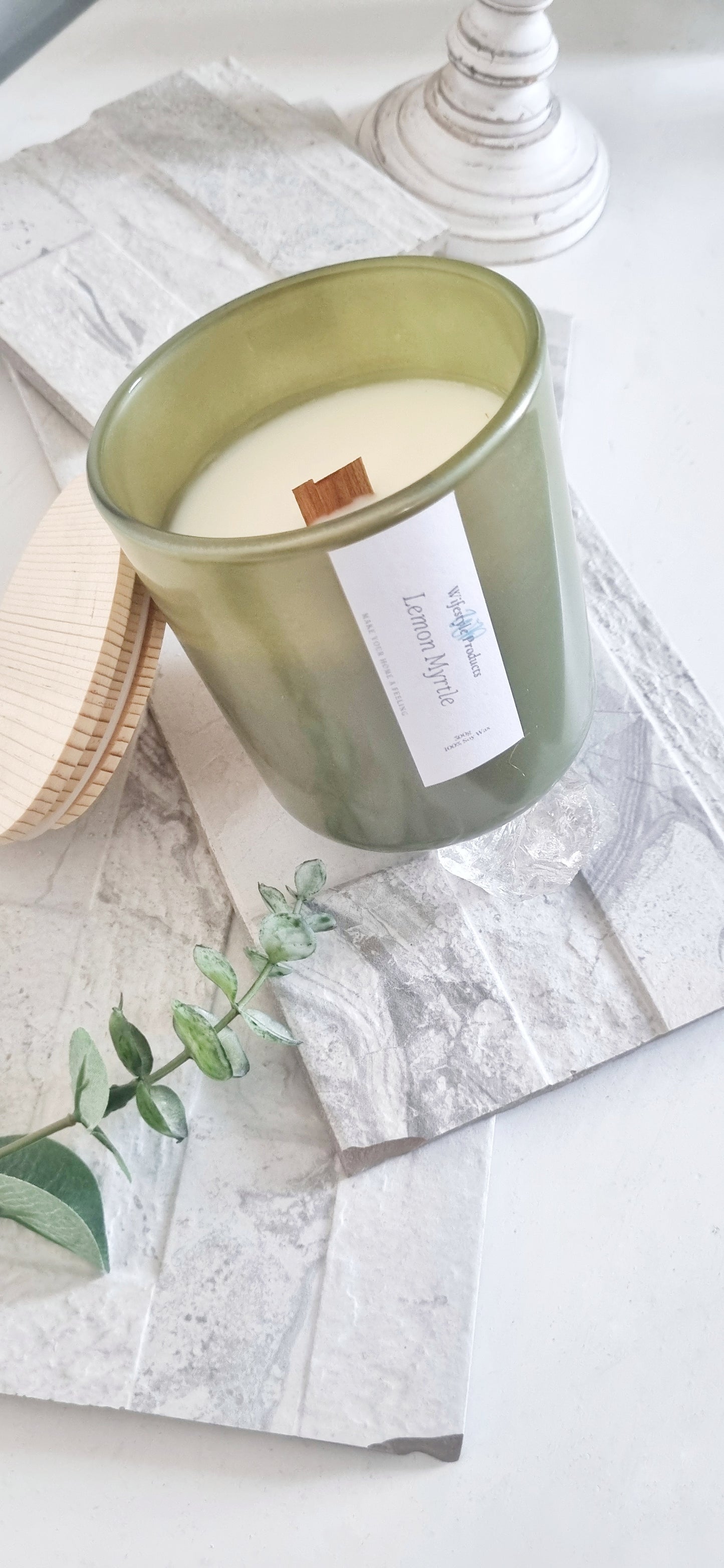 Sage Pearl Glass Candle
