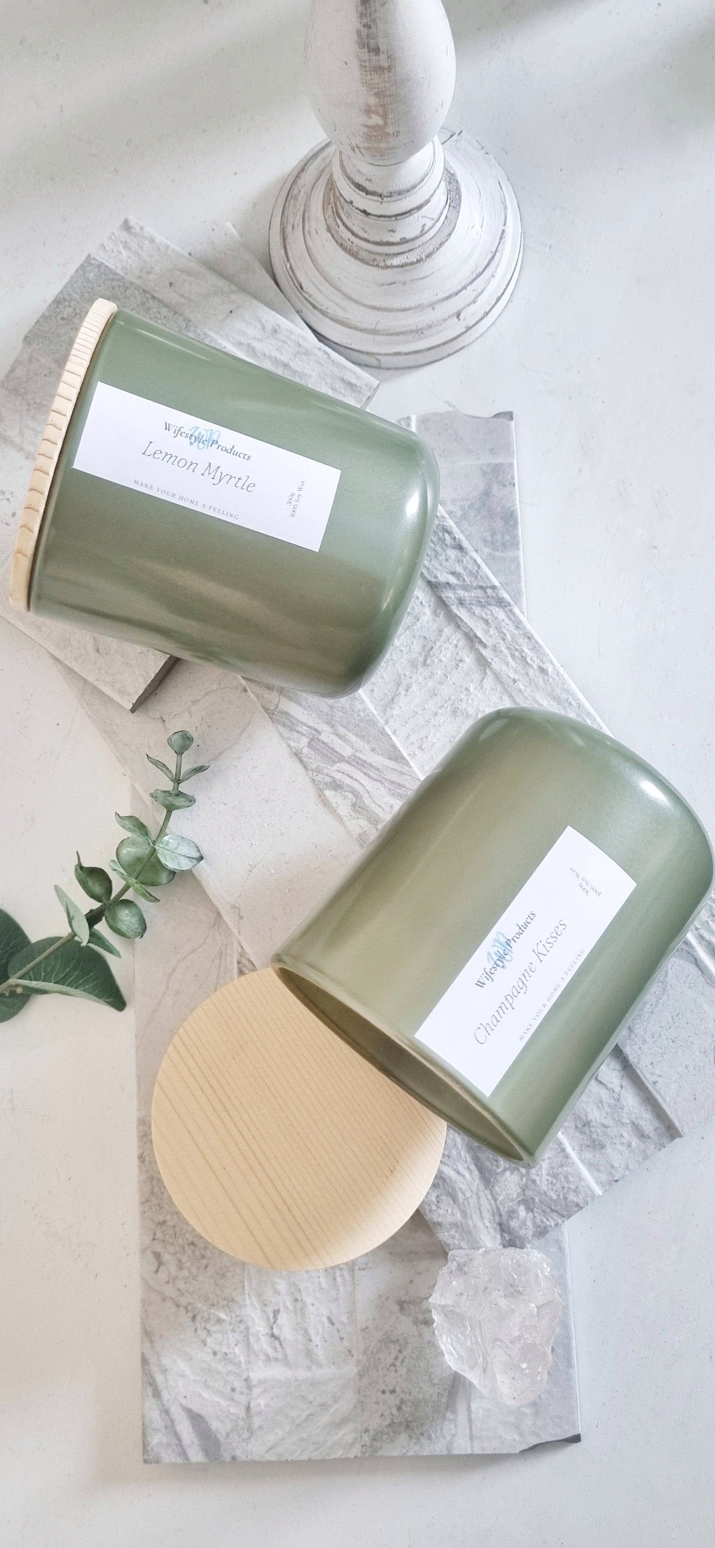 Sage Pearl Glass Candle