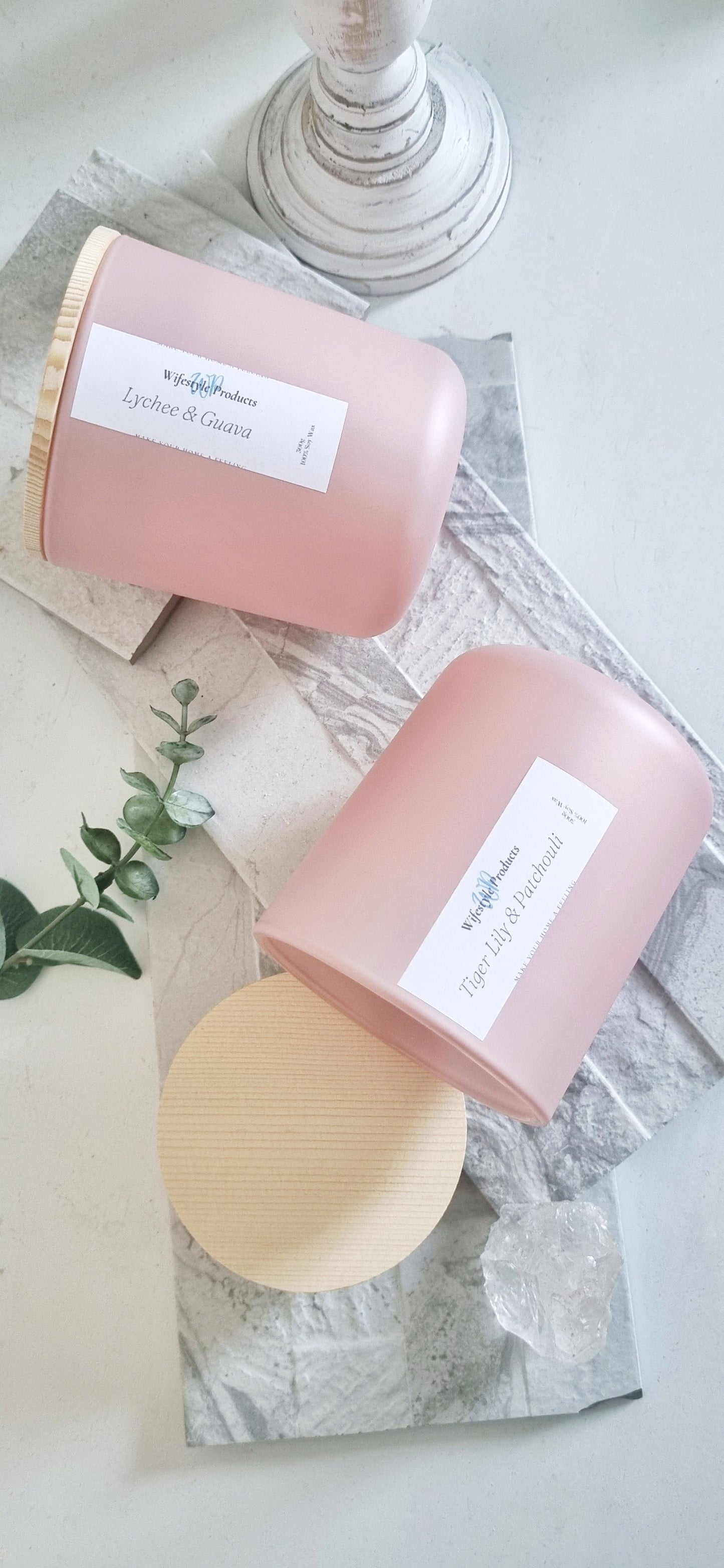 Pink Pearl Glass Candle