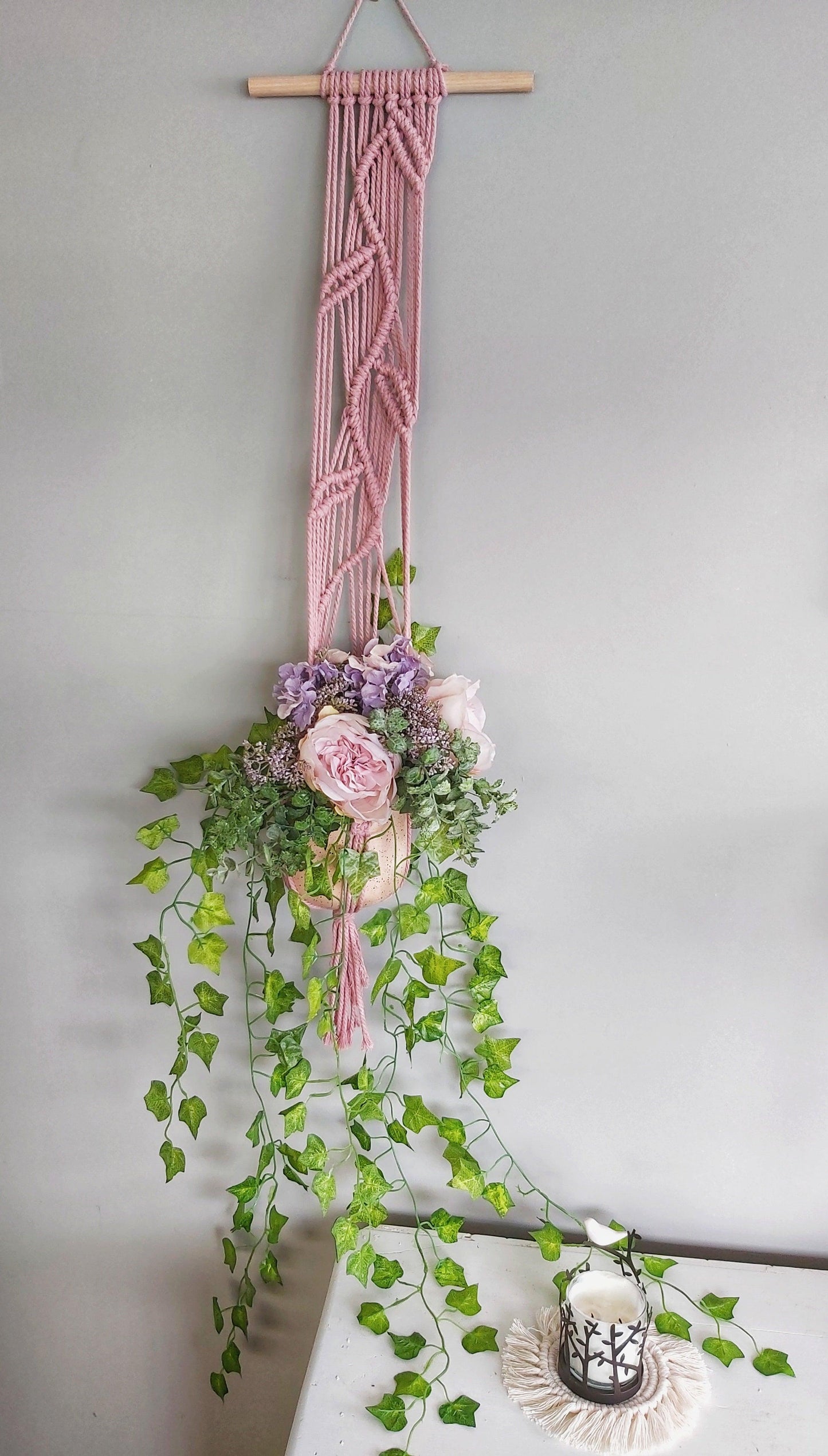 Leaf design plant hanger hung on Tasmanian oak - Wifestyle Products