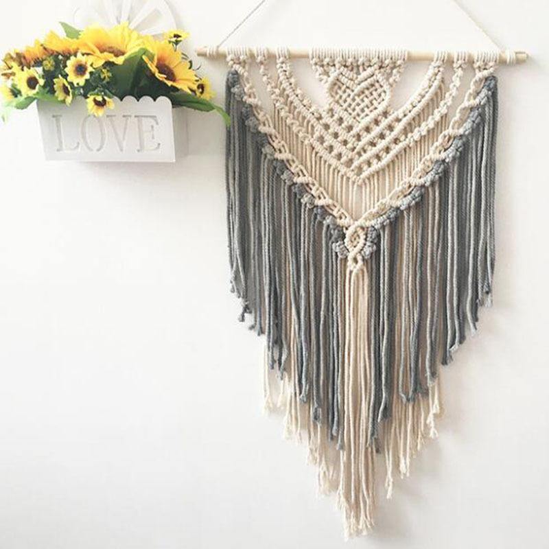 "EMBER" - Colourful Chic Bohemian Wood Hanging Wall Decor Cotton Macrame - Wifestyle Products